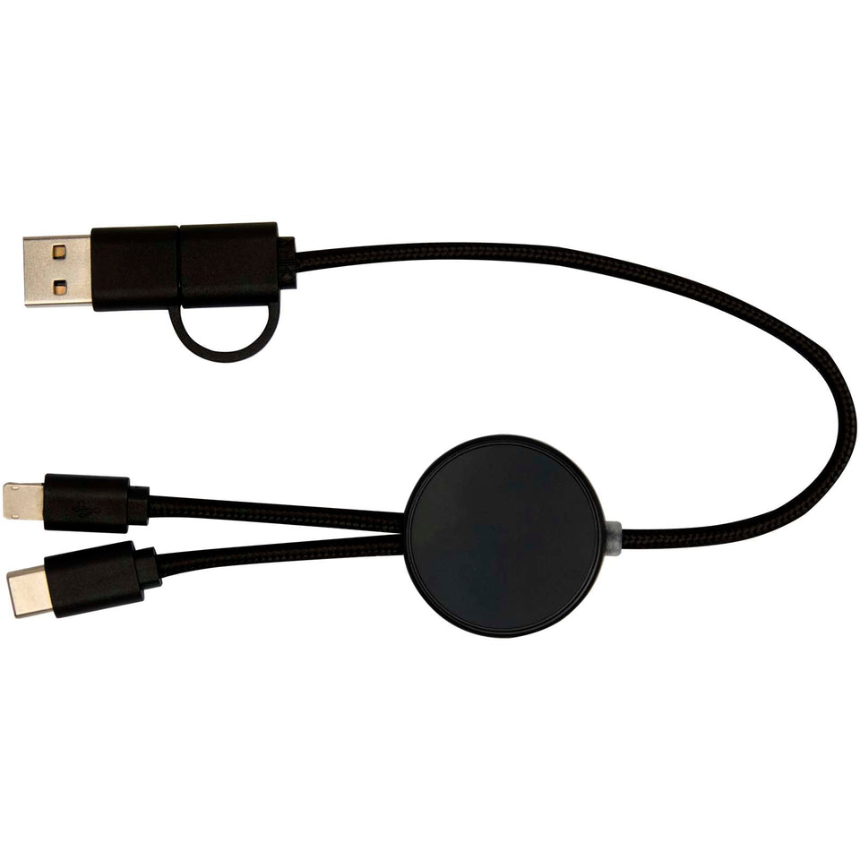 Cavo 5-in-1 in plastica riciclata da 30 cm per la sincronizzazione dei dati e la ricarica rapida da 27 W Citala personalizzato con logo - Pubblienne
