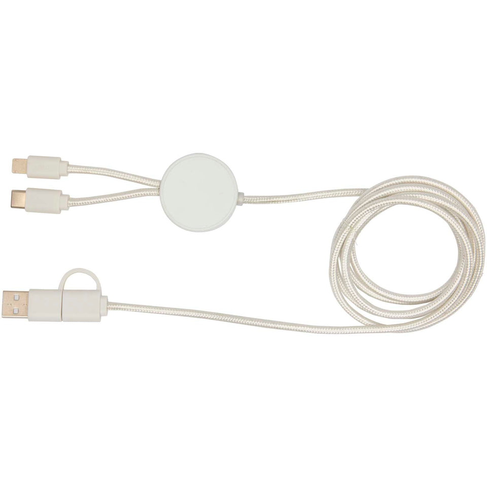 Cavo 5-in-1 in plastica riciclata da 150 cm per la sincronizzazione dei dati e la ricarica rapida da 27 W Citala personalizzato con logo - Pubblienne