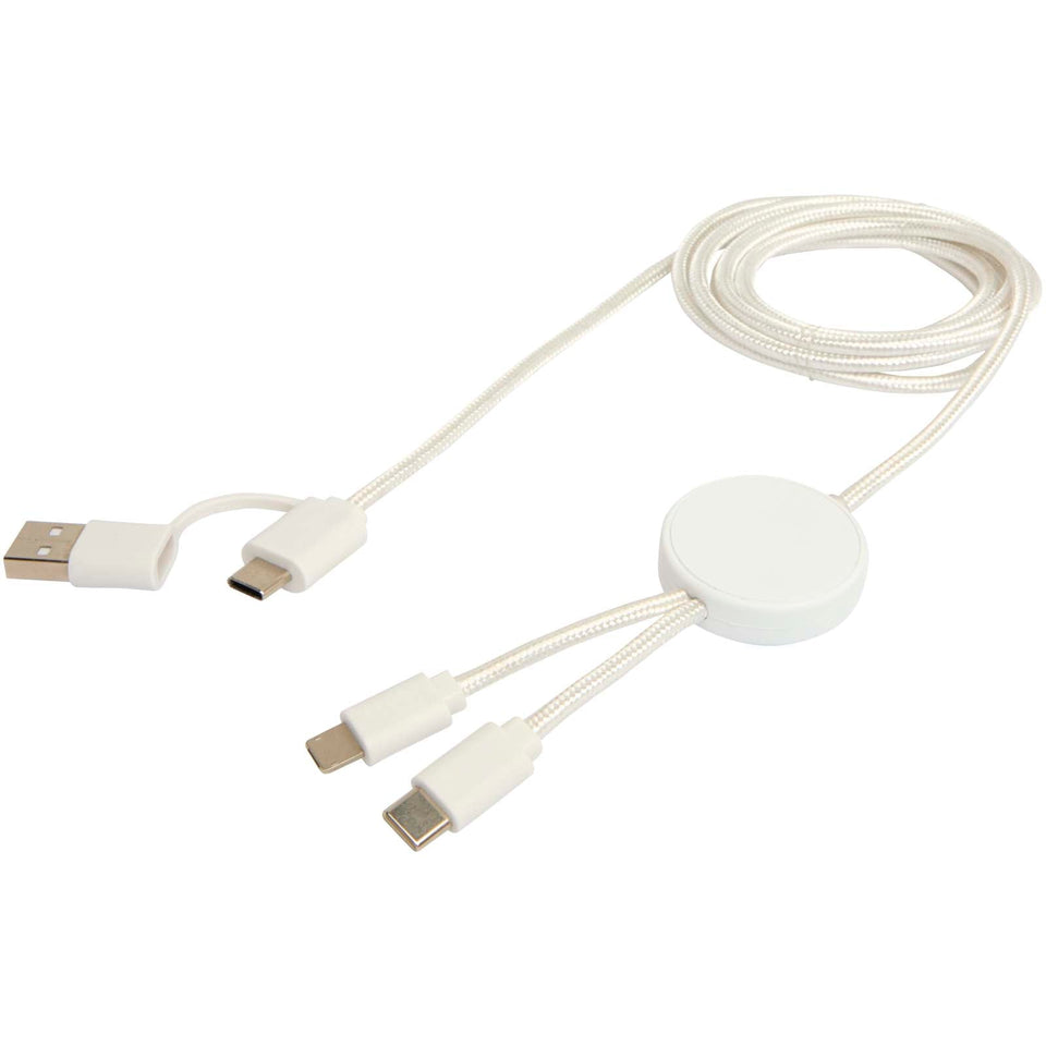 Cavo 5-in-1 in plastica riciclata da 150 cm per la sincronizzazione dei dati e la ricarica rapida da 27 W Citala personalizzato con logo - Pubblienne