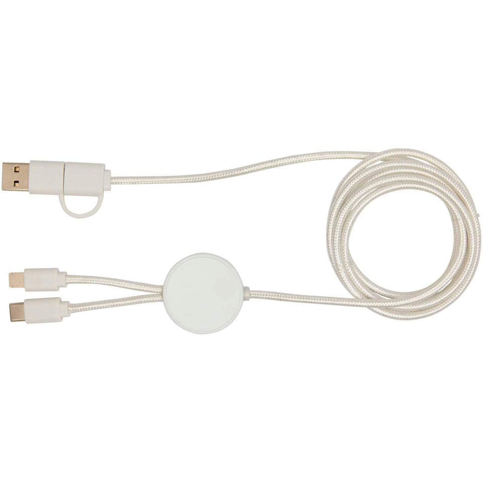 Cavo 5-in-1 in plastica riciclata da 150 cm per la sincronizzazione dei dati e la ricarica rapida da 27 W Citala personalizzato con logo - Pubblienne