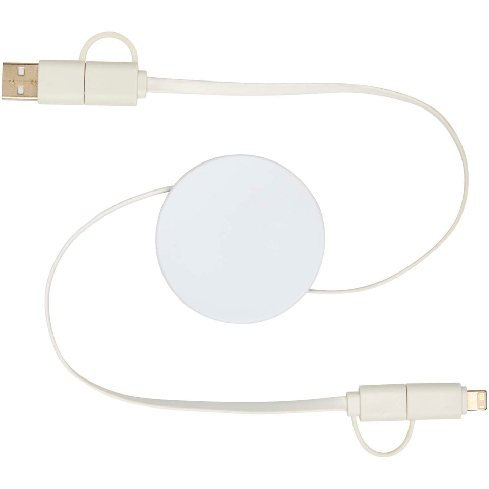 Cavo 5-in-1 in plastica riciclata retrattile da 90 cm per la sincronizzazione dei dati e la ricarica rapida da 40 W Citala personalizzato con logo - Pubblienne