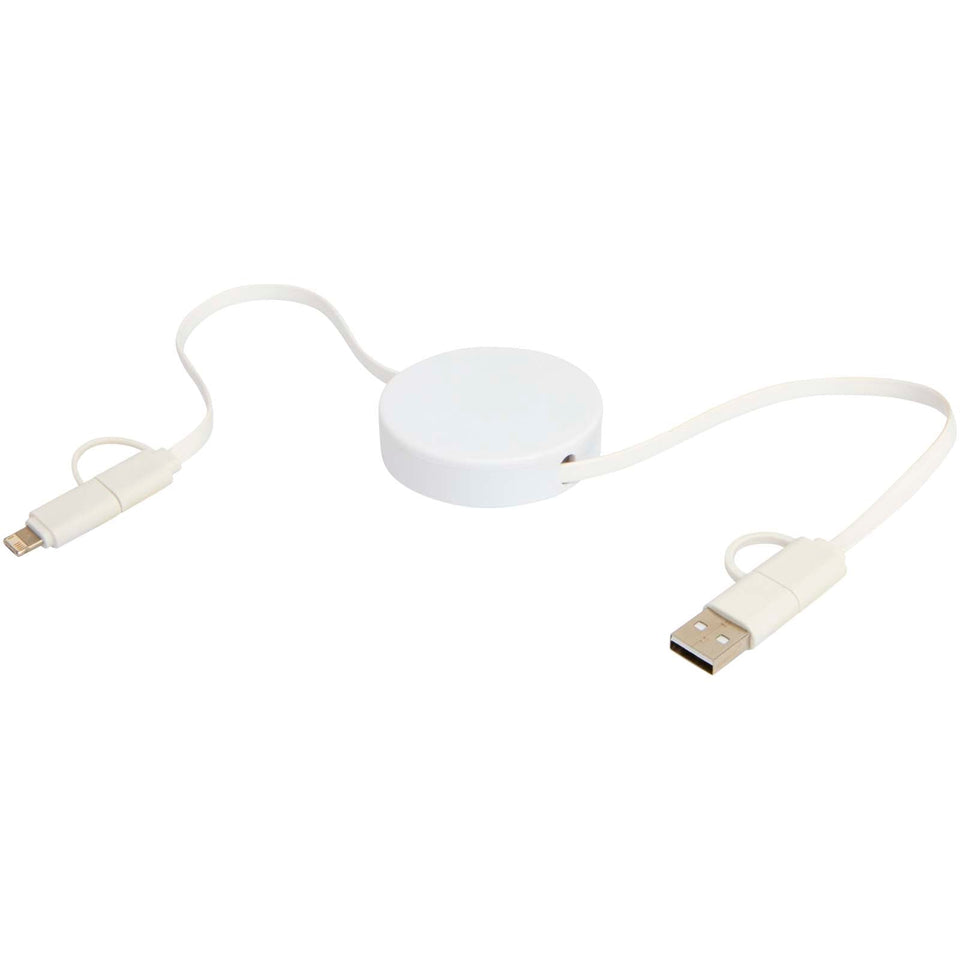 Cavo 5-in-1 in plastica riciclata retrattile da 90 cm per la sincronizzazione dei dati e la ricarica rapida da 40 W Citala personalizzato con logo - Pubblienne