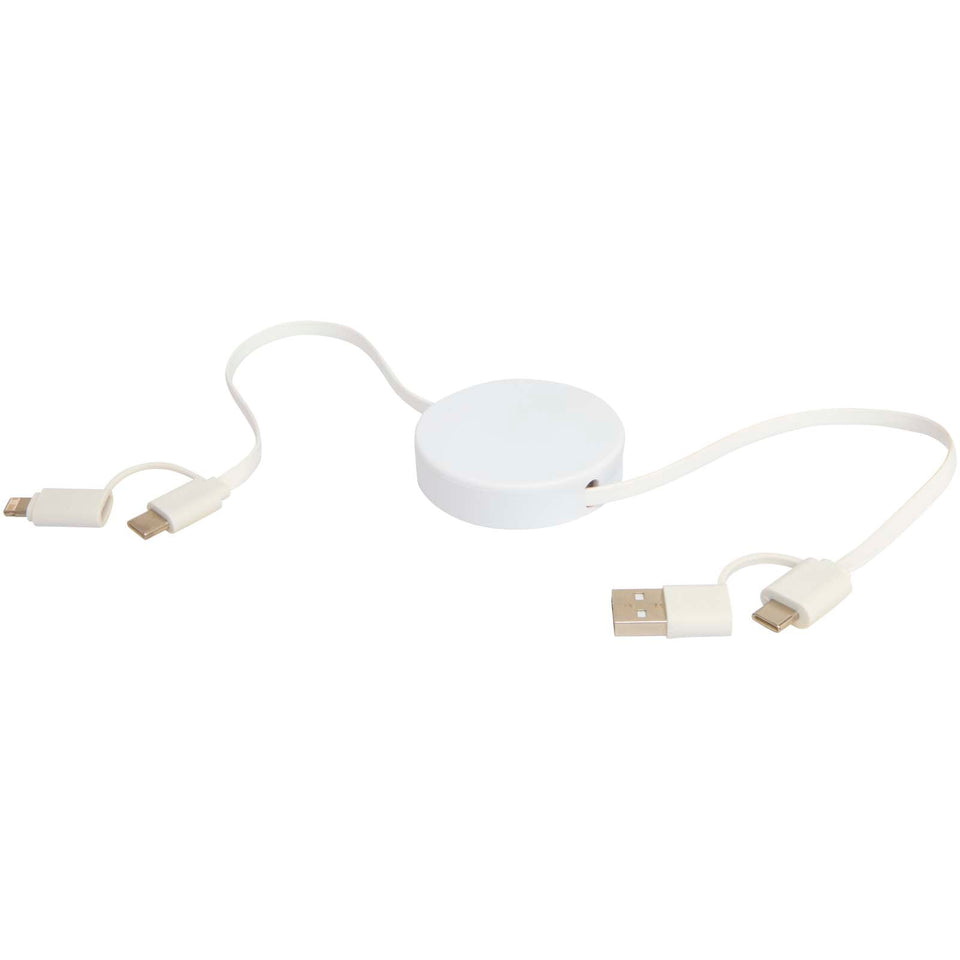 Cavo 5-in-1 in plastica riciclata retrattile da 90 cm per la sincronizzazione dei dati e la ricarica rapida da 40 W Citala personalizzato con logo - Pubblienne