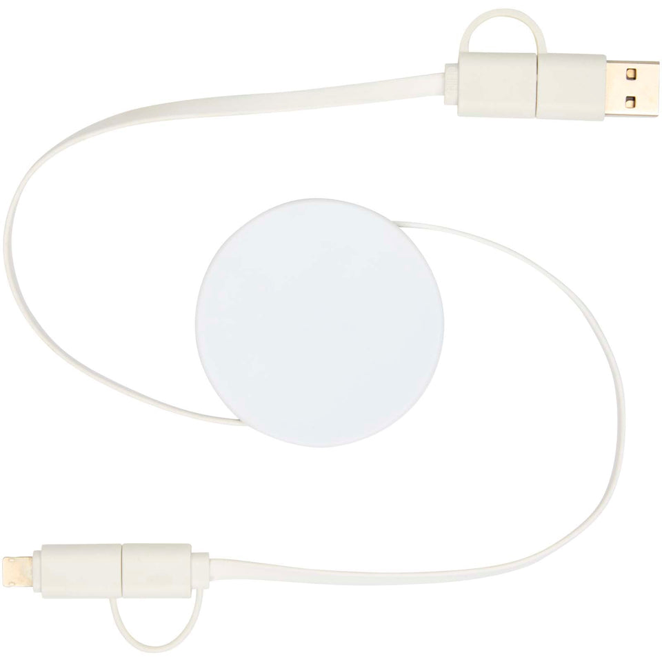 Cavo 5-in-1 in plastica riciclata retrattile da 90 cm per la sincronizzazione dei dati e la ricarica rapida da 40 W Citala personalizzato con logo - Pubblienne