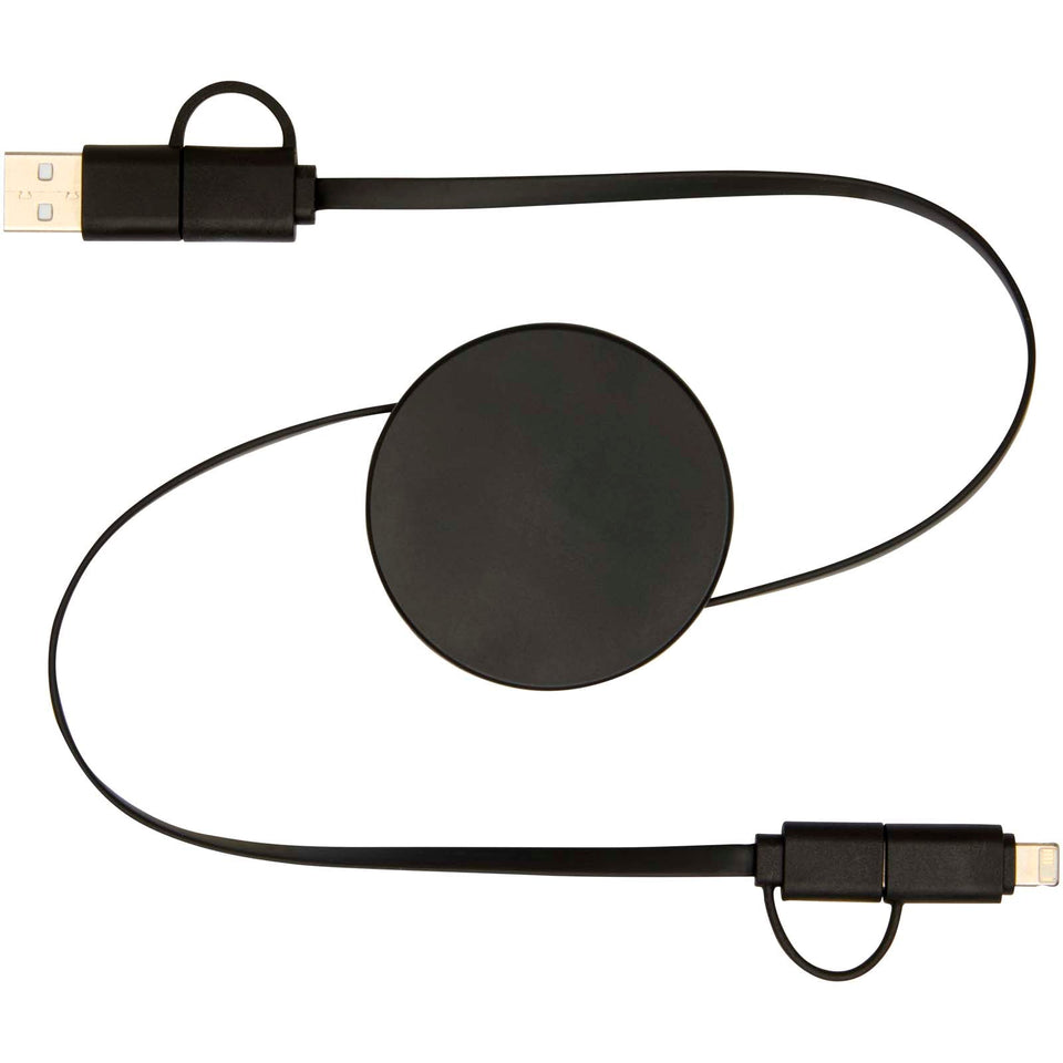 Cavo 5-in-1 in plastica riciclata retrattile da 90 cm per la sincronizzazione dei dati e la ricarica rapida da 40 W Citala personalizzato con logo - Pubblienne