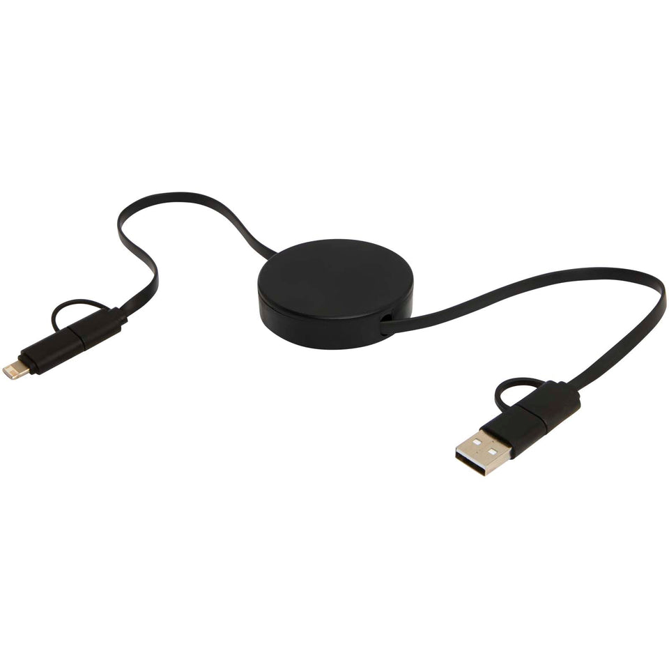 Cavo 5-in-1 in plastica riciclata retrattile da 90 cm per la sincronizzazione dei dati e la ricarica rapida da 40 W Citala personalizzato con logo - Pubblienne