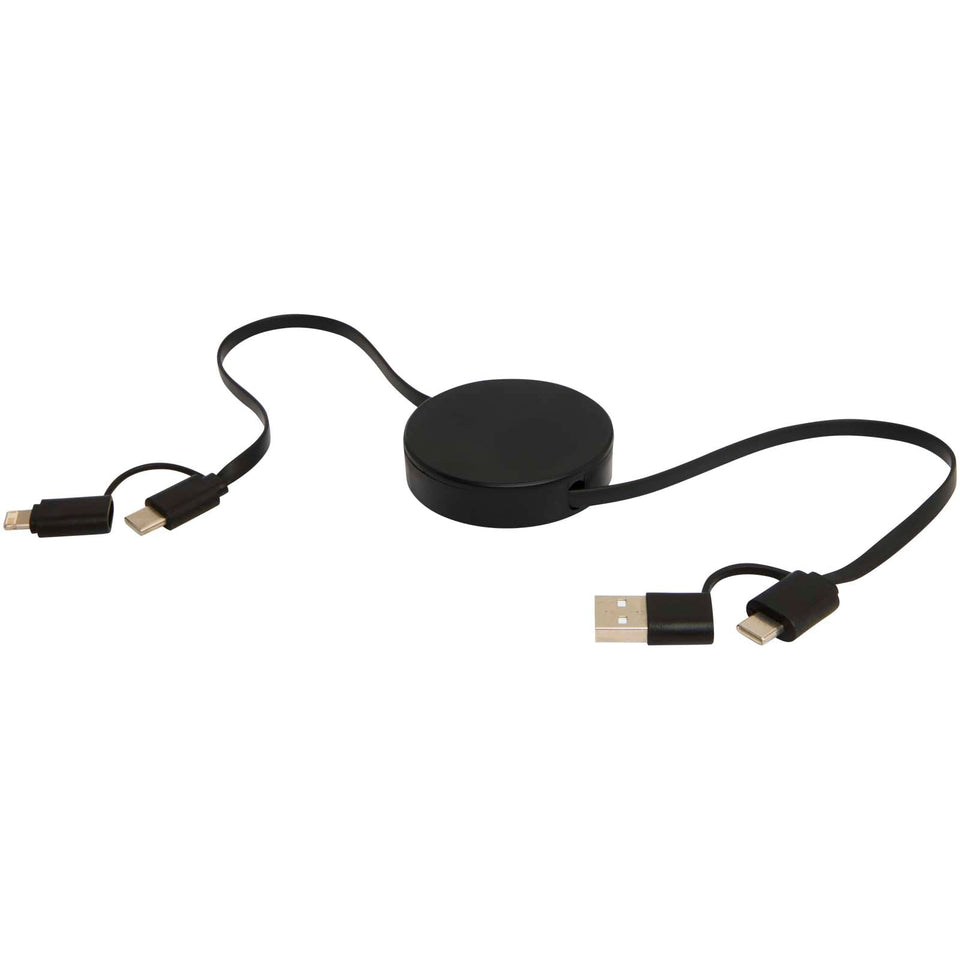 Cavo 5-in-1 in plastica riciclata retrattile da 90 cm per la sincronizzazione dei dati e la ricarica rapida da 40 W Citala personalizzato con logo - Pubblienne