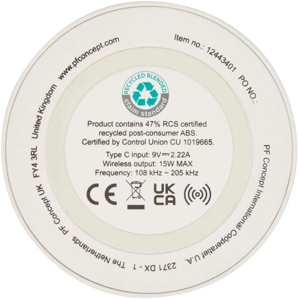 Stazione di ricarica wireless in plastica riciclata da 15 W Freal personalizzato con logo - Pubblienne