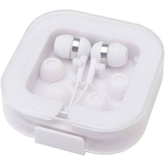 Auricolari tipo C cablati con astuccio in plastica riciclata Dofida personalizzato con logo - Pubblienne