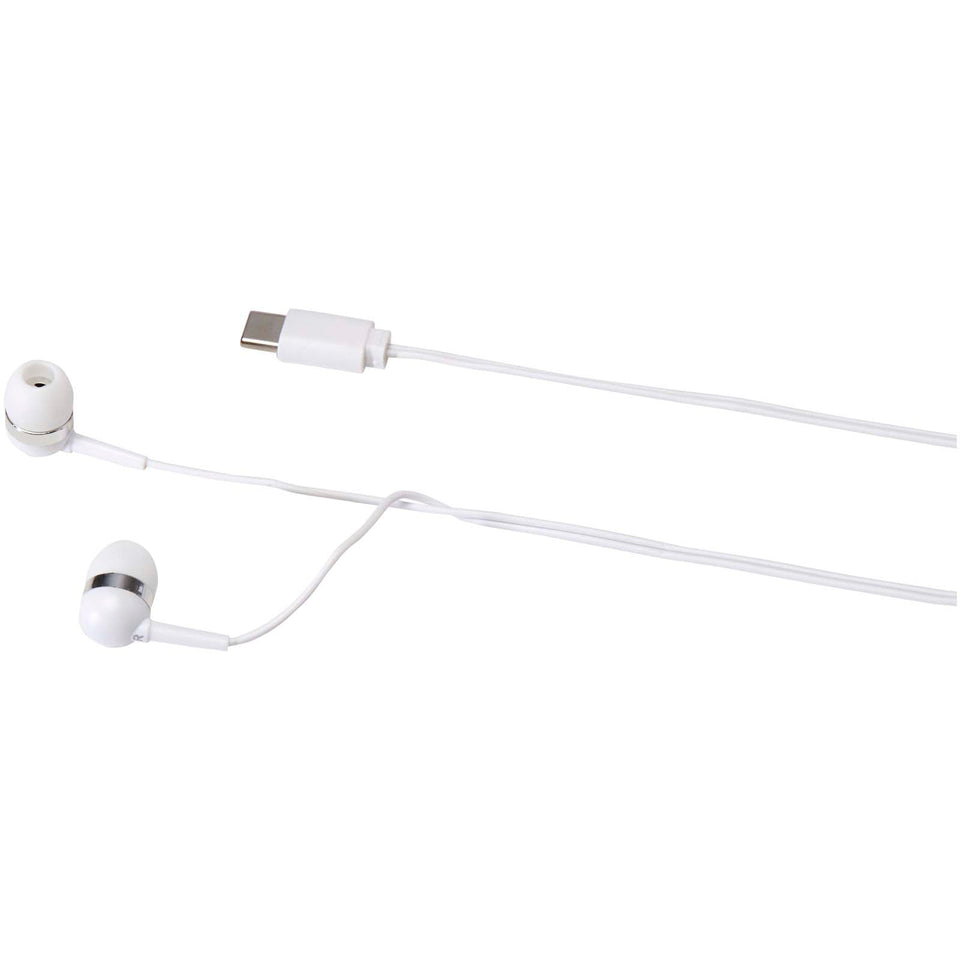 Auricolari tipo C cablati con astuccio in plastica riciclata Dofida personalizzato con logo - Pubblienne