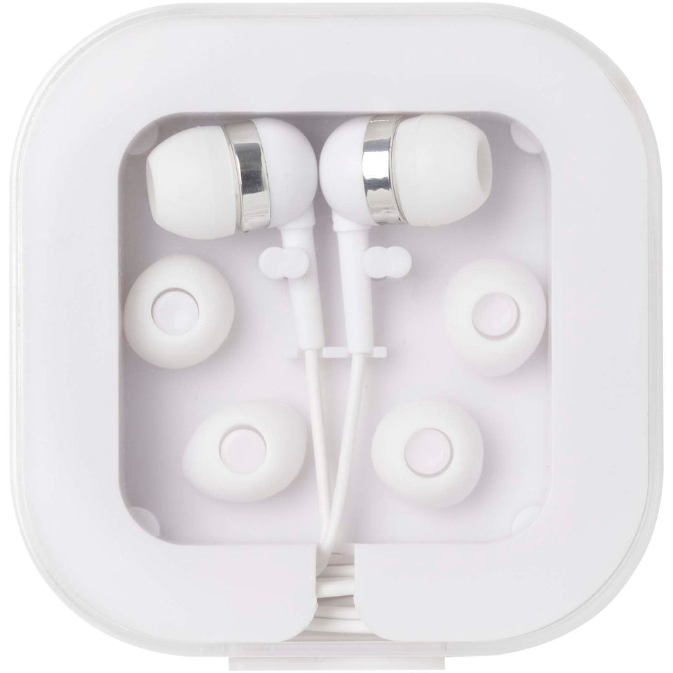 Auricolari tipo C cablati con astuccio in plastica riciclata Dofida personalizzato con logo - Pubblienne