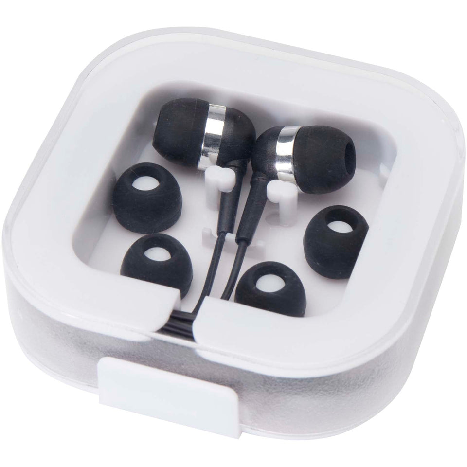Auricolari tipo C cablati con astuccio in plastica riciclata Dofida personalizzato con logo - Pubblienne