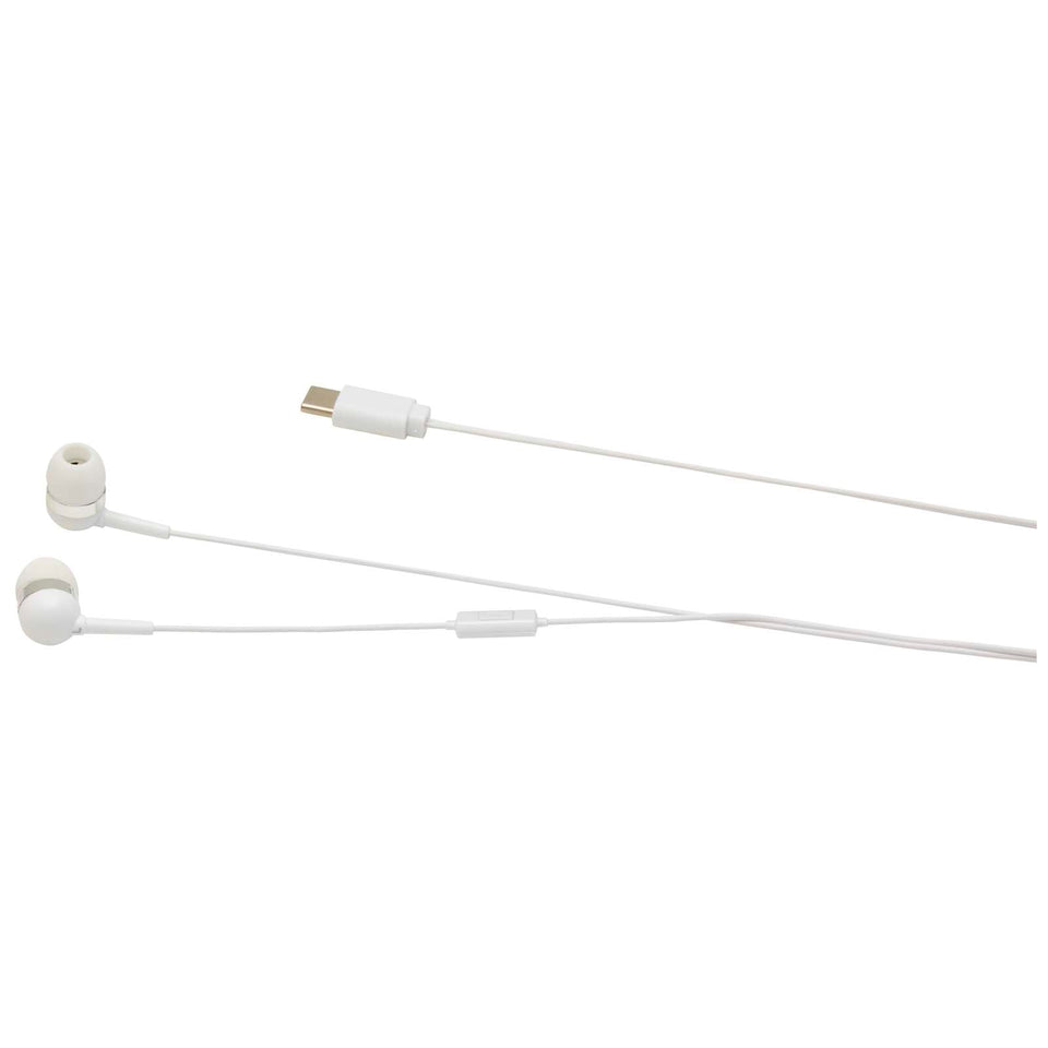 Cuffie tipo C cablate con astuccio in plastica riciclata Baekdu personalizzato con logo - Pubblienne