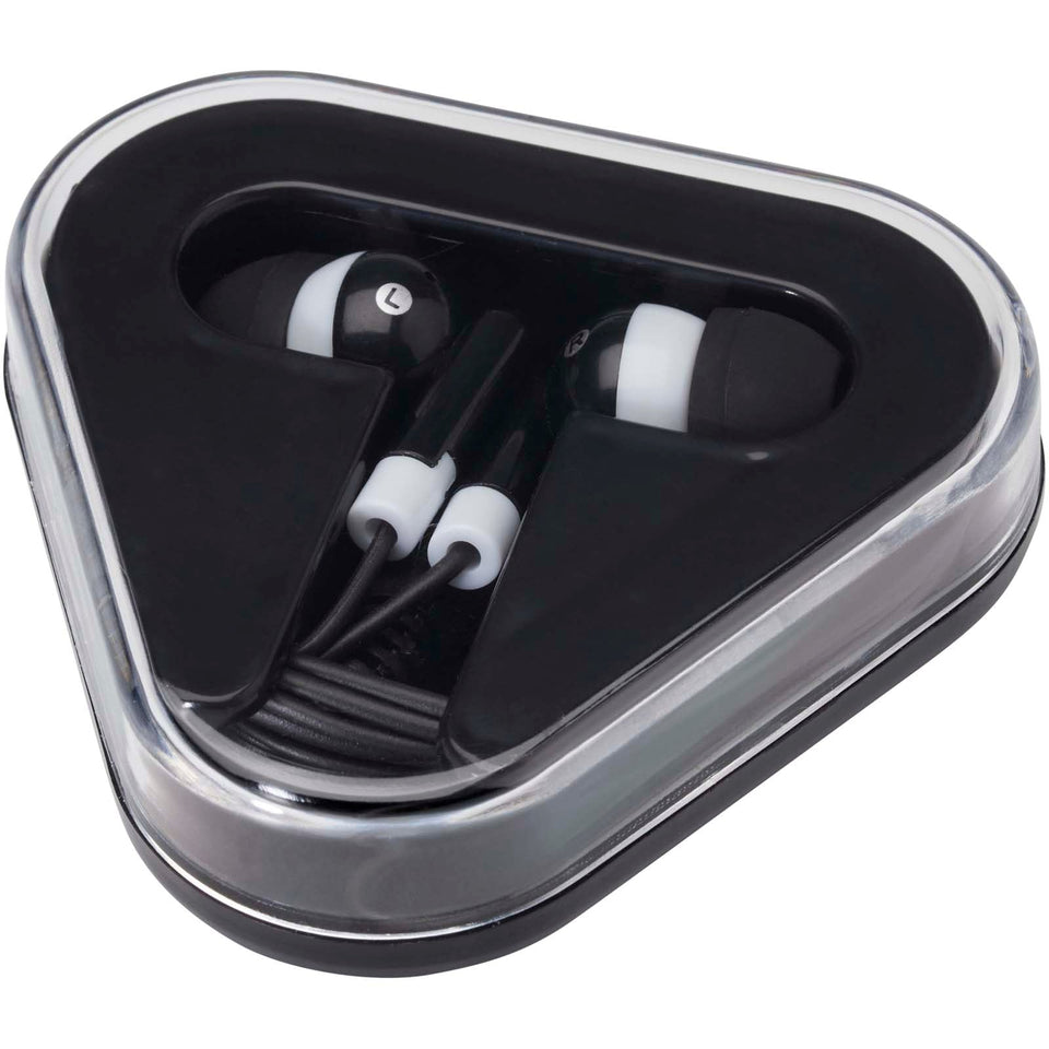 Auricolari con astuccio in plastica riciclata Rebel personalizzato con logo - Pubblienne