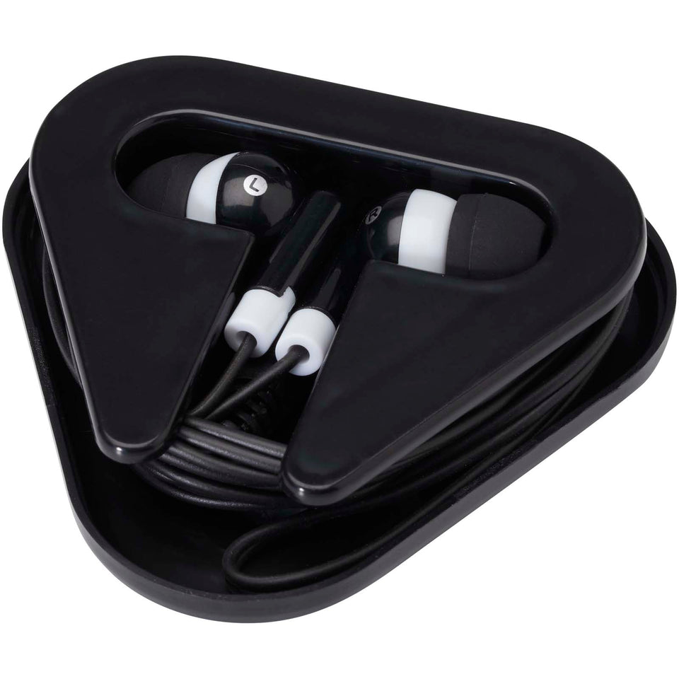 Auricolari con astuccio in plastica riciclata Rebel personalizzato con logo - Pubblienne
