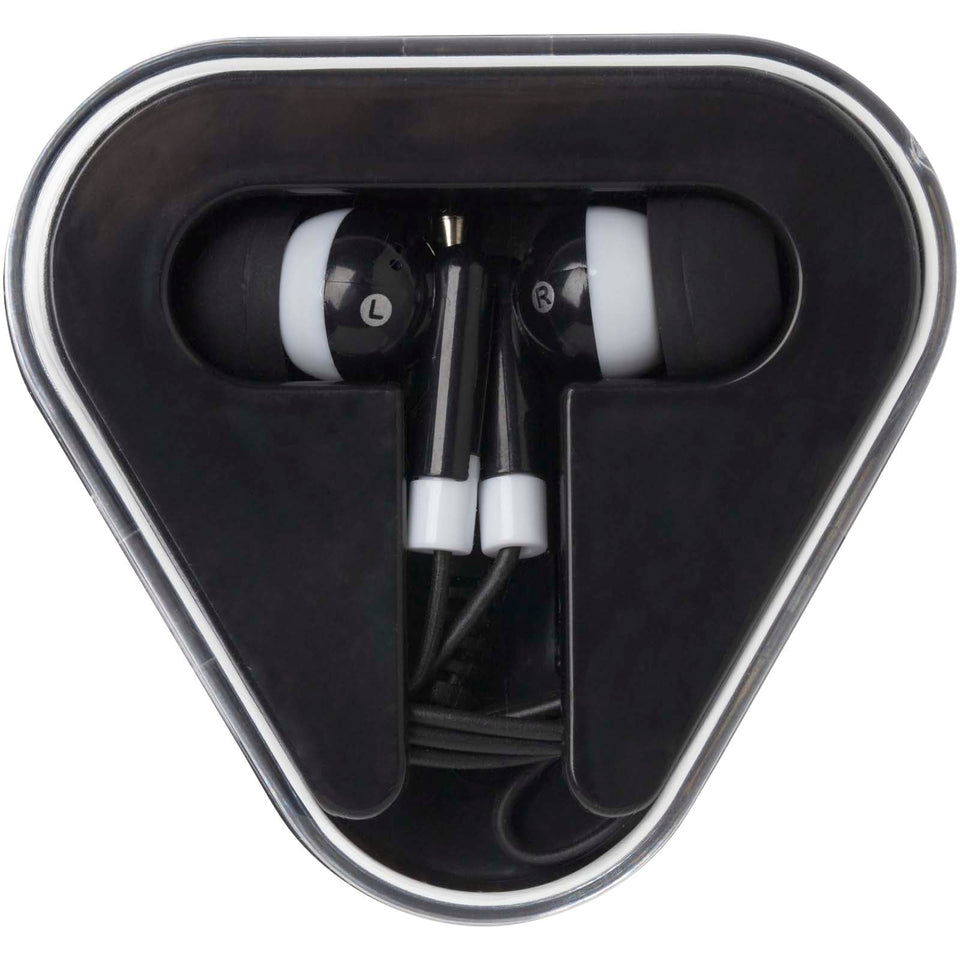 Auricolari con astuccio in plastica riciclata Rebel personalizzato con logo - Pubblienne