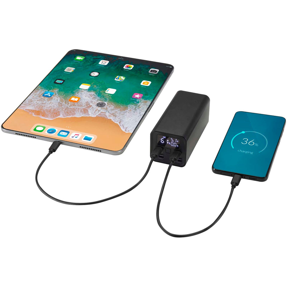Power bank in alluminio riciclato certificato RCS da 20.000 mAh e 70 W Acamar personalizzato con logo - Pubblienne