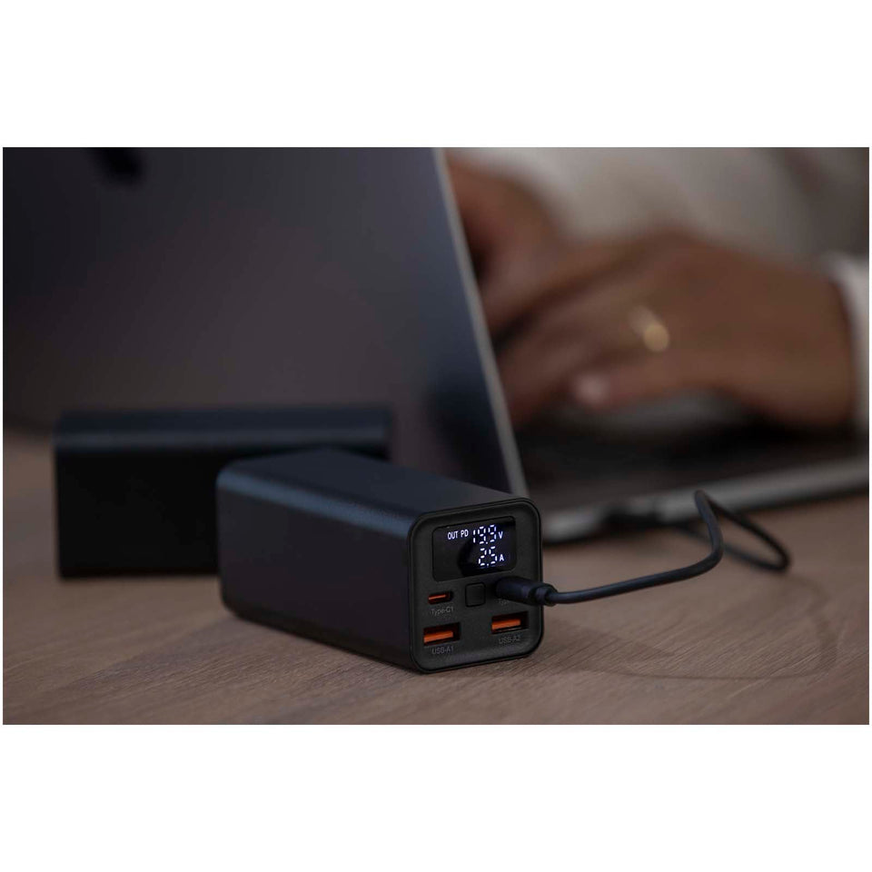Power bank in alluminio riciclato certificato RCS da 20.000 mAh e 70 W Acamar personalizzato con logo - Pubblienne