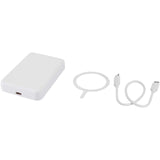 Power bank magnetico wireless da 5.000 mAh e 15 W con 20 W PD in plastica riciclata Acrab personalizzato con logo - Pubblienne