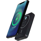 Power bank magnetico wireless da 5.000 mAh e 15 W con 20 W PD in plastica riciclata Acrab personalizzato con logo - Pubblienne