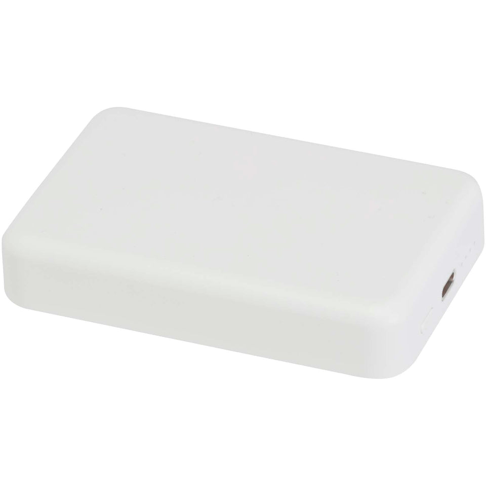 Power bank magnetico wireless da 10.000 mAh e 15 W con 20 W PD in plastica riciclata Acrab personalizzato con logo - Pubblienne