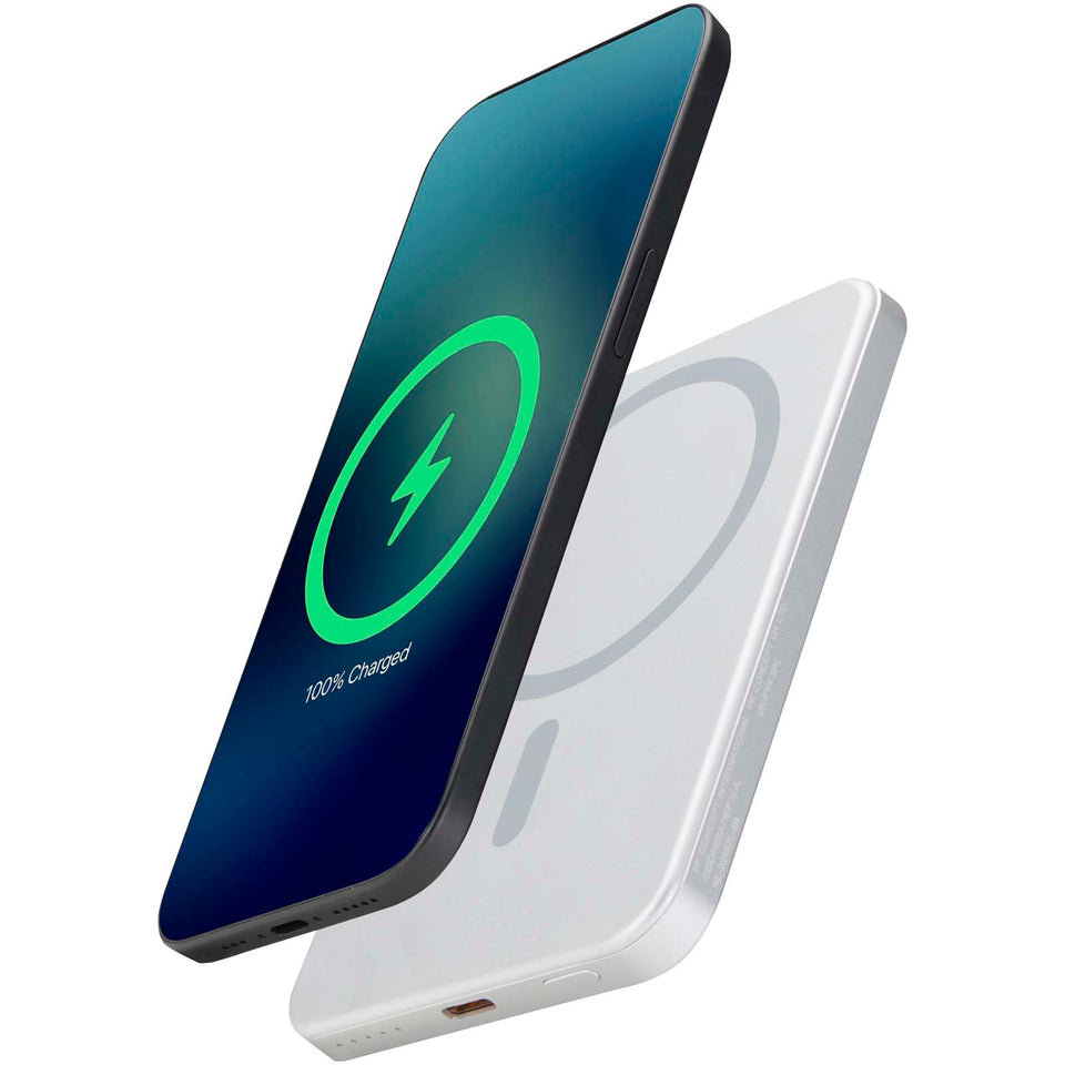 Power bank magnetico da 5000 mAh in alluminio riciclato RCS Avis personalizzato con logo - Pubblienne