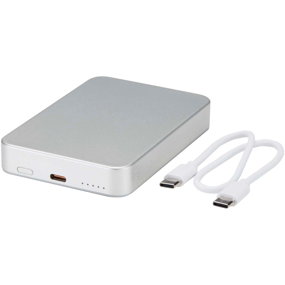 Power bank magnetico da 10.000 mAh in alluminio riciclato RCS Avis personalizzato con logo - Pubblienne