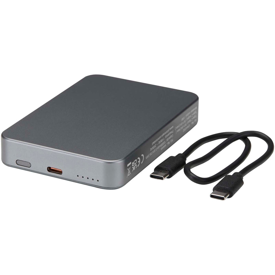 Power bank magnetico da 10.000 mAh in alluminio riciclato RCS Avis personalizzato con logo - Pubblienne