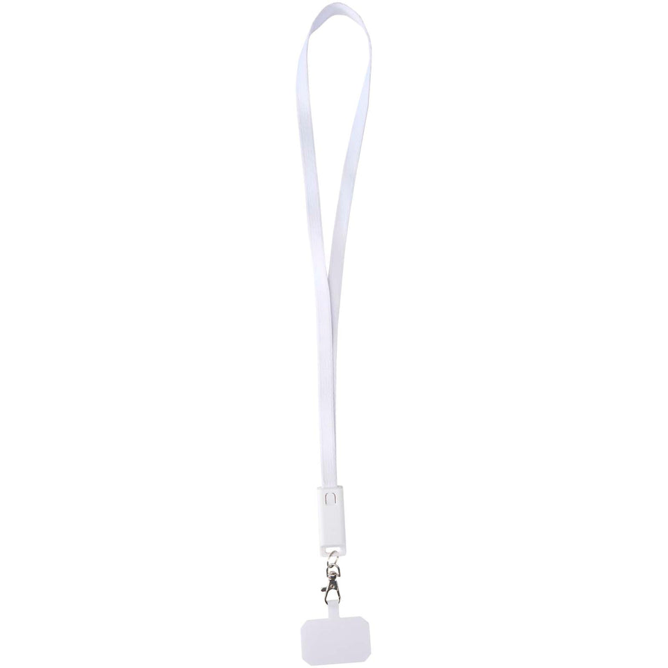 Lanyard per smartphone in plastica riciclata con cavo integrato per la sincronizzazione dati e la ricarica rapida 5 in 1 da 6 personalizzato con logo - Pubblienne