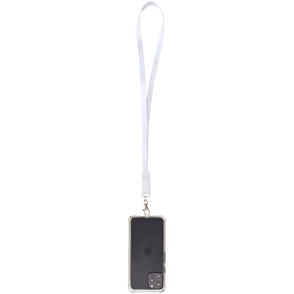 Lanyard per smartphone in plastica riciclata con cavo integrato per la sincronizzazione dati e la ricarica rapida 5 in 1 da 6 personalizzato con logo - Pubblienne