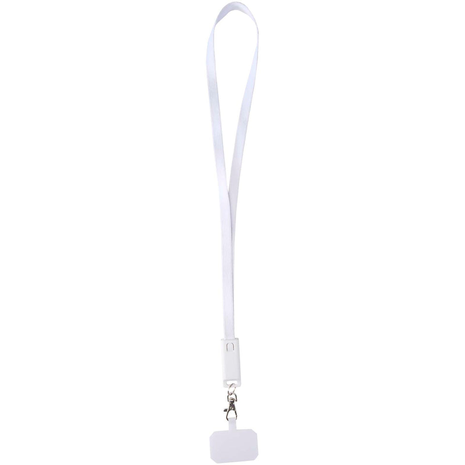 Lanyard per smartphone in plastica riciclata con cavo integrato per la sincronizzazione dati e la ricarica rapida 5 in 1 da 6 personalizzato con logo - Pubblienne