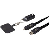 Lanyard per smartphone in plastica riciclata con cavo integrato per la sincronizzazione dati e la ricarica rapida 5 in 1 da 6 personalizzato con logo - Pubblienne