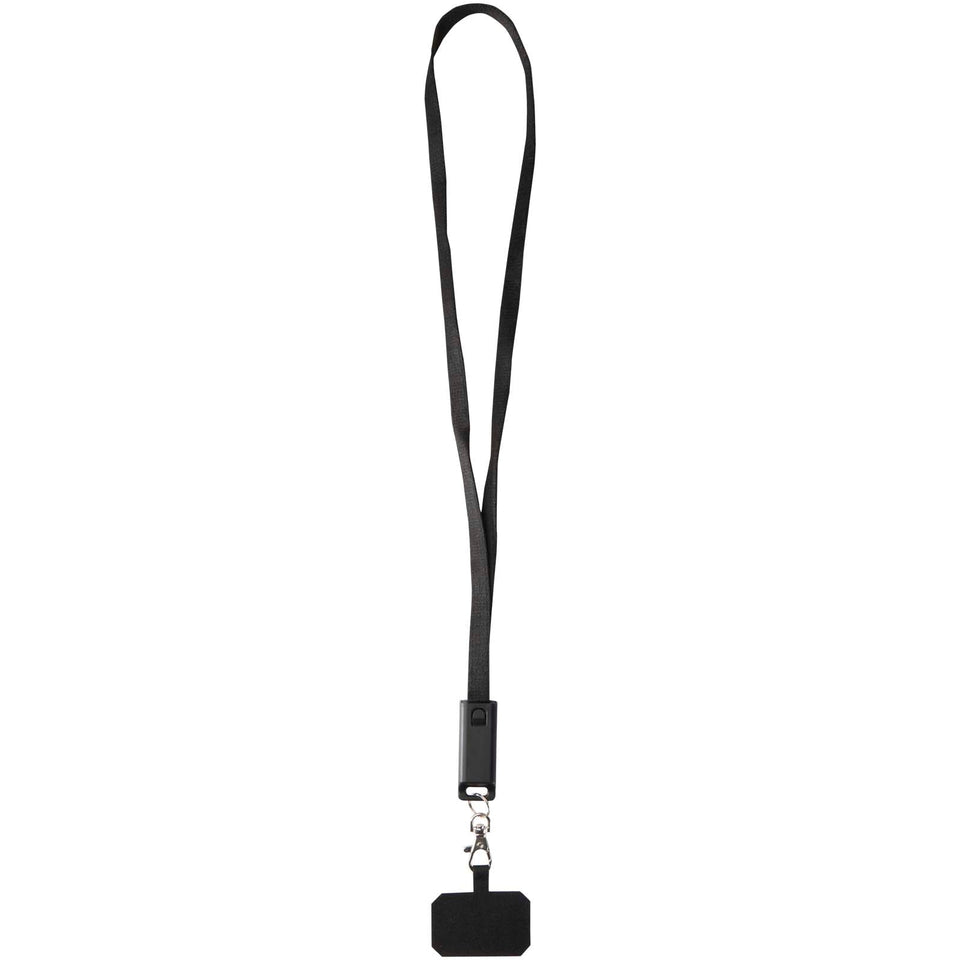 Lanyard per smartphone in plastica riciclata con cavo integrato per la sincronizzazione dati e la ricarica rapida 5 in 1 da 6 personalizzato con logo - Pubblienne