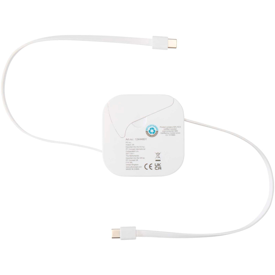 Cavo retrattile 5 in 1 in materiale riciclato con cavo retrattile per la sincronizzazione dei dati e la ricarica rapida da 10 personalizzato con logo - Pubblienne