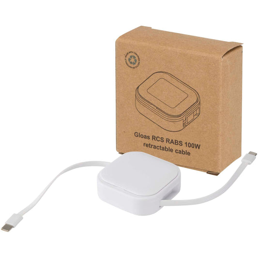 Cavo retrattile 5 in 1 in materiale riciclato con cavo retrattile per la sincronizzazione dei dati e la ricarica rapida da 10 personalizzato con logo - Pubblienne