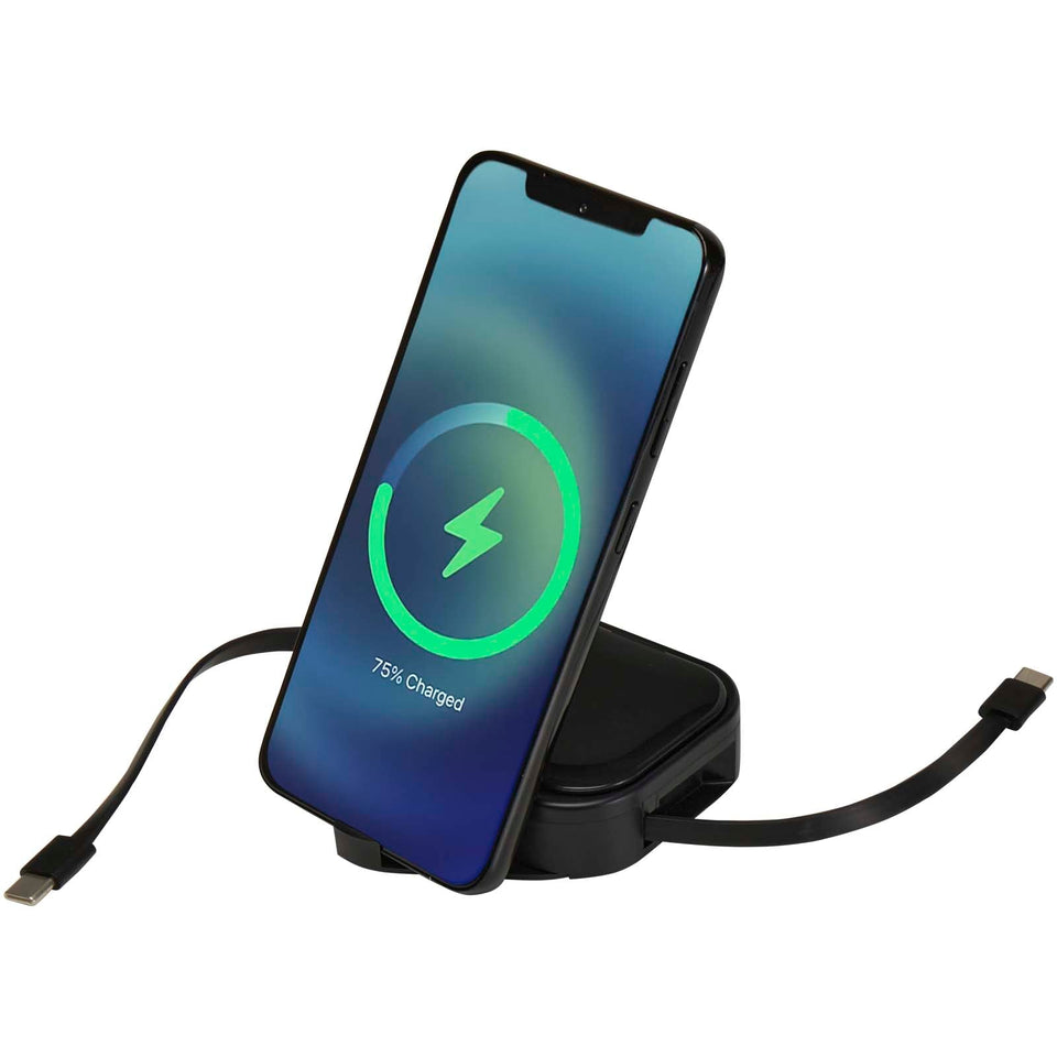 Cavo retrattile 5 in 1 in materiale riciclato con cavo retrattile per la sincronizzazione dei dati e la ricarica rapida da 10 personalizzato con logo - Pubblienne