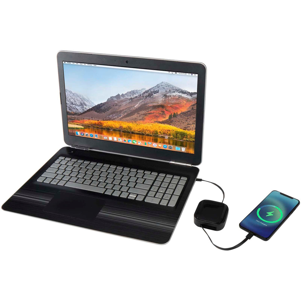 Cavo retrattile 5 in 1 in materiale riciclato con cavo retrattile per la sincronizzazione dei dati e la ricarica rapida da 10 personalizzato con logo - Pubblienne
