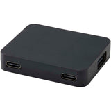 Hub USB a 4 porte con uscita USB-A e Tipo-C e doppio ingresso in plastica riciclata Gaia personalizzato con logo - Pubblienne