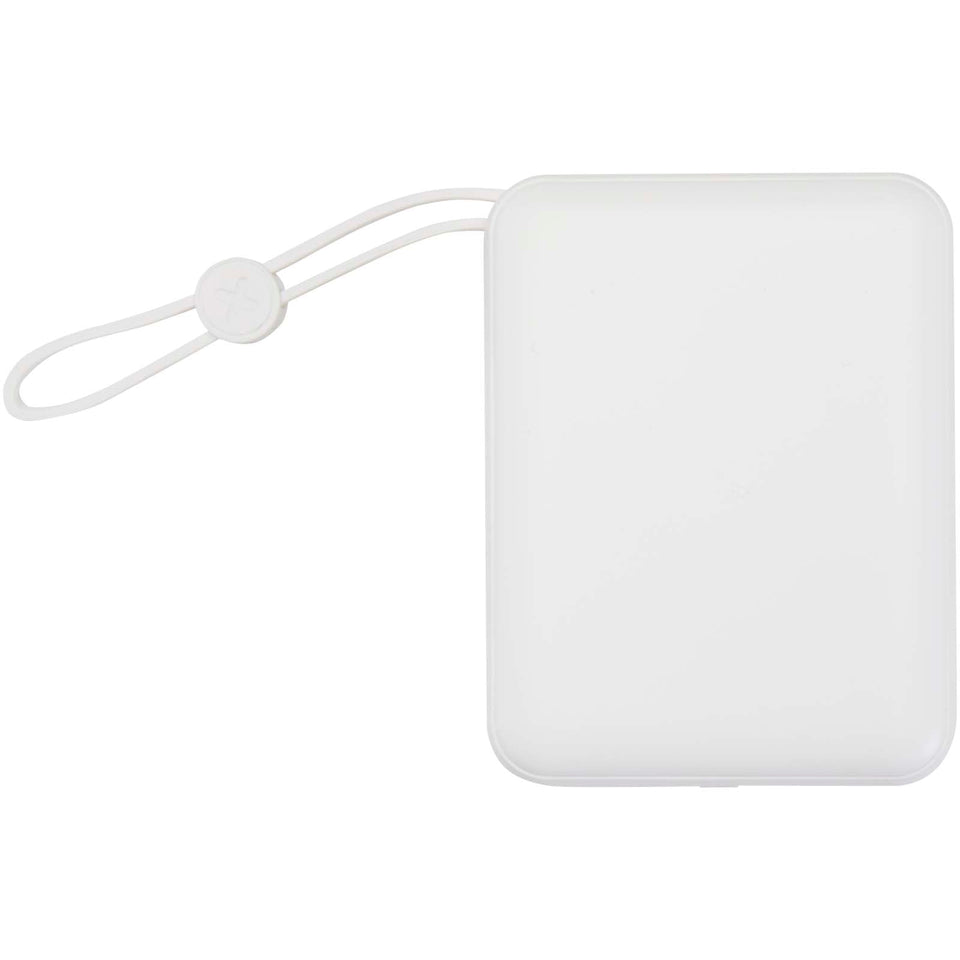 Power bank per tablet da 10.000 mAh e 35 W con cavo Tipo-C integrato in plastica riciclata Acrux personalizzato con logo - Pubblienne