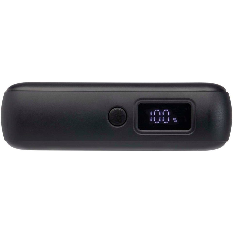 Power bank per tablet da 10.000 mAh e 35 W con cavo Tipo-C integrato in plastica riciclata Acrux personalizzato con logo - Pubblienne
