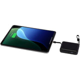 Power bank per tablet da 10.000 mAh e 35 W con cavo Tipo-C integrato in plastica riciclata Acrux personalizzato con logo - Pubblienne