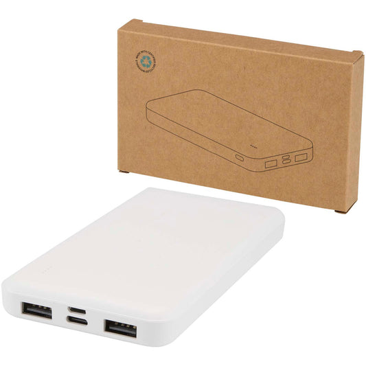 Power bank da 10.000 mAh e 10 W in plastica riciclata Intan personalizzato con logo - Pubblienne