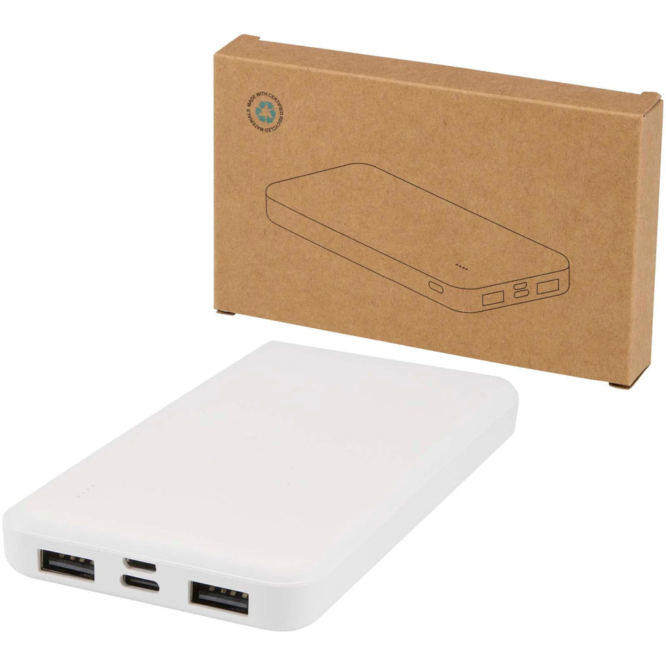 Power bank da 10.000 mAh e 10 W in plastica riciclata Intan personalizzato con logo - Pubblienne