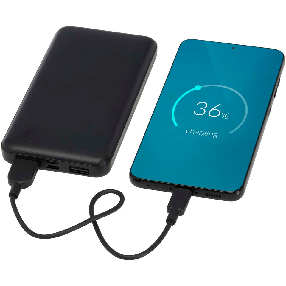 Power bank da 10.000 mAh e 10 W in plastica riciclata Intan personalizzato con logo - Pubblienne