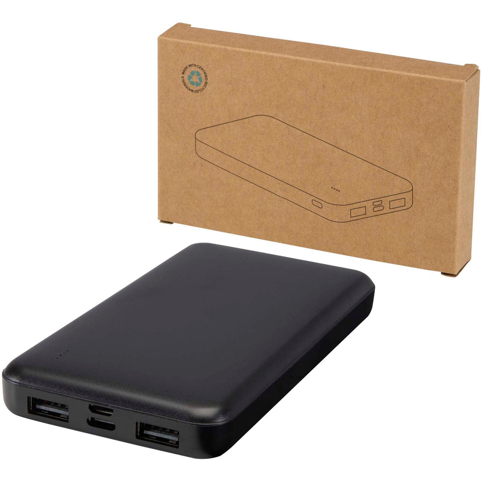 Power bank da 10.000 mAh e 10 W in plastica riciclata Intan personalizzato con logo - Pubblienne