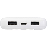 Power bank da 10.000 mAh e 10 W in plastica riciclata con 2 cavi integrati Adhil personalizzato con logo - Pubblienne