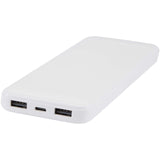 Power bank da 10.000 mAh e 10 W in plastica riciclata con 2 cavi integrati Adhil personalizzato con logo - Pubblienne