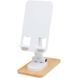 Supporto per telefono da tavolo pieghevole in plastica riciclata con dettagli in bambù Alfirk personalizzato con logo - Pubblienne
