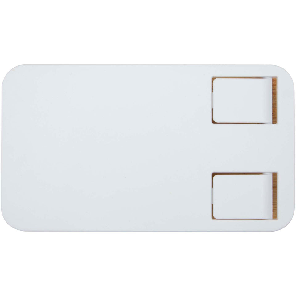 Supporto per telefono da tavolo pieghevole in plastica riciclata con dettagli in bambù Alfirk personalizzato con logo - Pubblienne