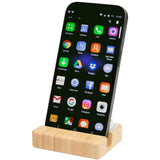 Supporto per telefono in plastica riciclata e giocattolo antistress con dettagli in bambù Algol personalizzato con logo - Pubblienne